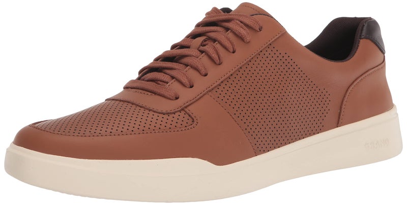 COLE HAAN حذاء كول هان للرجال غراند كروس كورت العصري المثقوب، جلد بني بريطاني/عاجي، 10.5-م أمريكي - Image 1