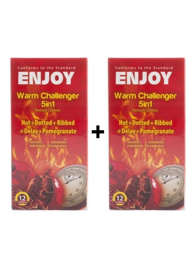 إنجوي مجموعة واقيات ذكرية وورم تشالنجر 5 في 1 فاخرة من عبوتين - 12 قطعة في كل عبوة - Image 1