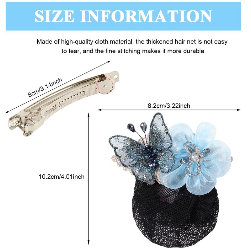 M'AYCREATE ® Women Hair Clip Butterfly Decal Hair Bun Net Women Hair Net Clip Hair Clip Hair Net Hairnet Bun Hair Net Bun for Work Daily Hair Bun for Dancer, Nurse (Blue) - Image 2