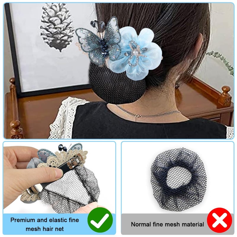 M'AYCREATE ® Women Hair Clip Butterfly Decal Hair Bun Net Women Hair Net Clip Hair Clip Hair Net Hairnet Bun Hair Net Bun for Work Daily Hair Bun for Dancer, Nurse (Blue) - Image 4