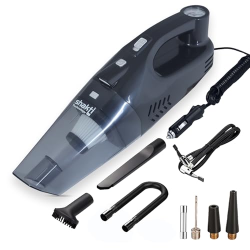 Shakti Technology Aeroclean 2 in 1 Handheld Car Vacuum Cleaner & Tyre Inflator for Car,120W, LED Light, 12V & 5500Pa Strong Suction 150PSI Max Pressure, 11ft Long Cable, Carry Bag - Image 1