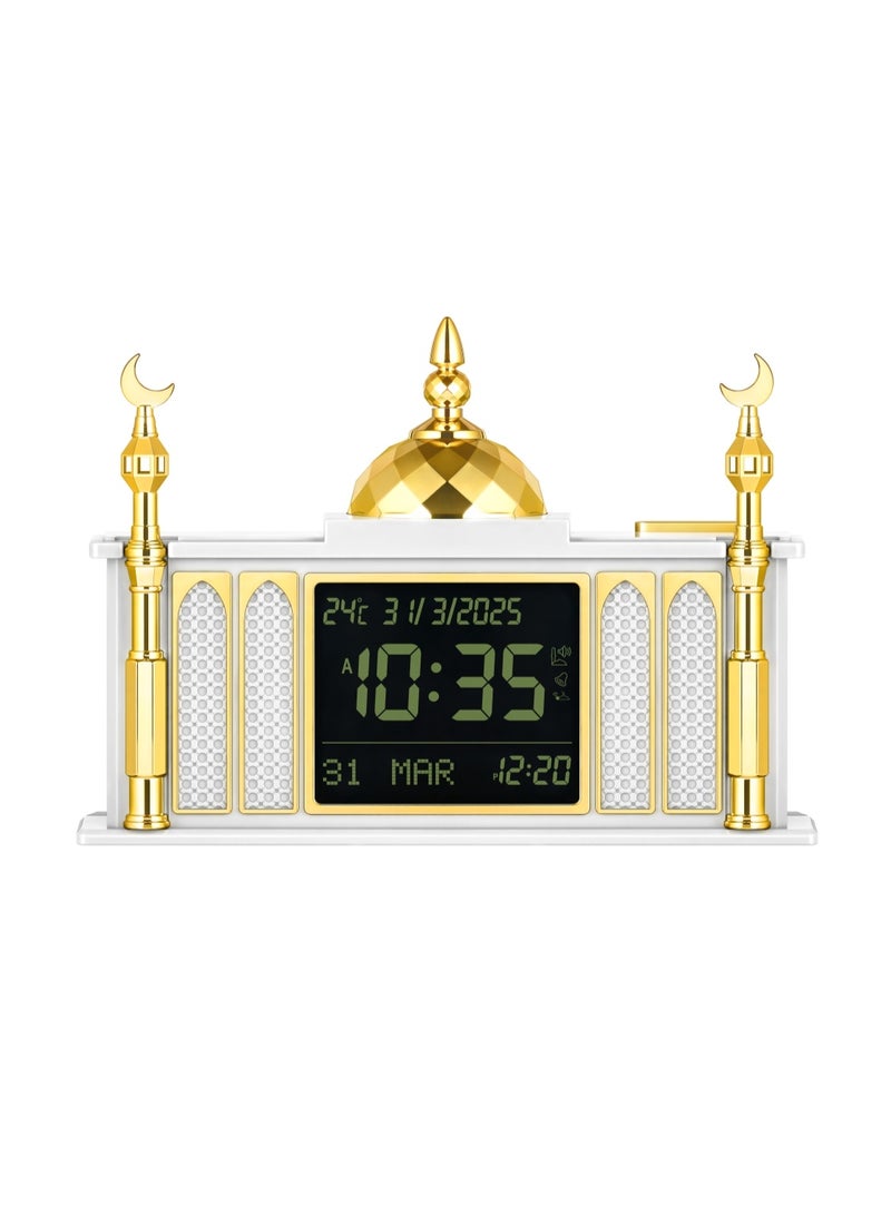 AL-HARAMEEN ساعة أذان رقمية LED، ساعة صلاة إسلامية مع منبه أذان بحجم 22 سم × 12 سم - Image 1