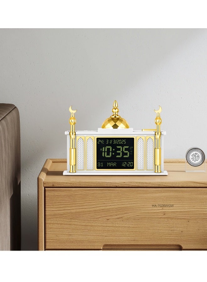 AL-HARAMEEN ساعة أذان رقمية LED، ساعة صلاة إسلامية مع منبه أذان بحجم 22 سم × 12 سم - Image 2