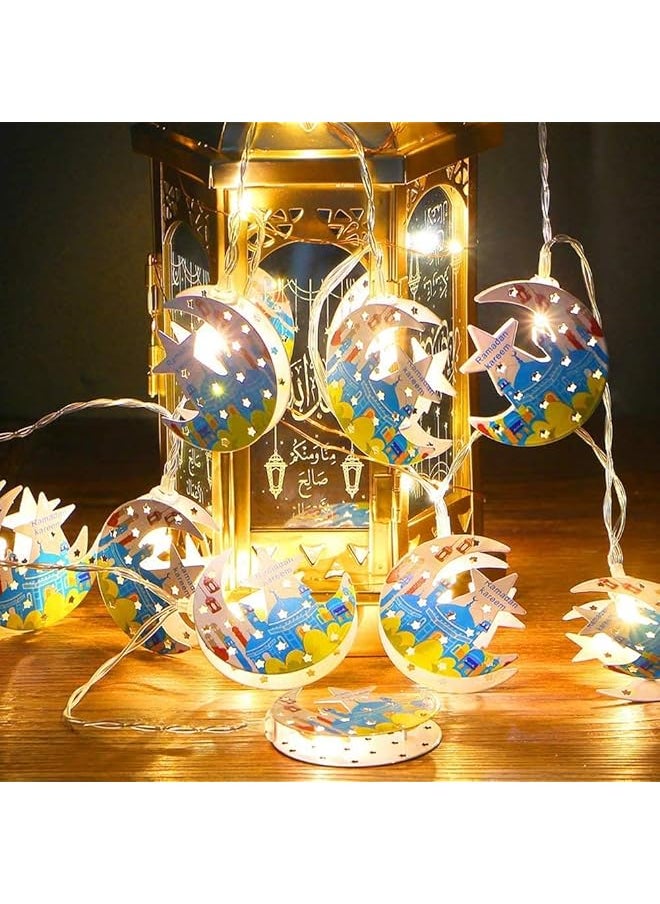The Bros Star Moon String Lights for Eid Ramadan Decorations, Mubarak Ramadan Moon Star Lantern Lamp,Curtain String Lights with 8 Lighting Modes for Home Outdoor, Bedroom, Wedding, Garden Decorations 