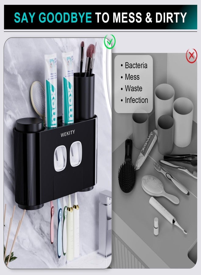 Wekity Toothbrush Holder Wall Mounted, Multi-Functional Toothbrush Holder,Toothpaste Dispenser for Bathroom with 5 Toothbrush Slots, 2 Toothpaste Squeezers and 4 Cups (Style A) - Image 4