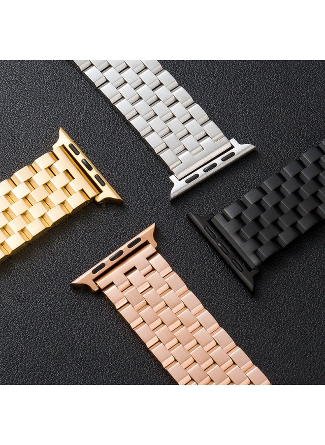 Generic - Digital Computer/smart Watch Band Stainless Steel Strap Replacement Compatible Fitbit Versa 2 3 4 Sense-Color:Tuhao Gold-Five-bead Steel Belt-Specifications:24mm (without Connector) - Image 1