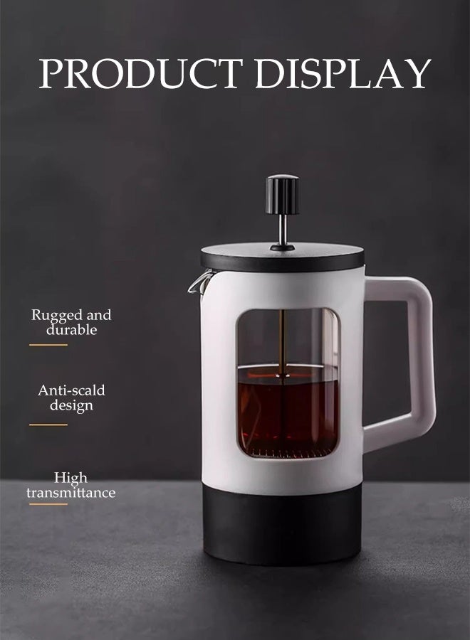 DUNISO غلاية قهوة وشاي فرنسية 600 مل، صانعة قهوة، وعاء ضغط زجاجي بوروسيليكات سميك، فلتر من الفولاذ المقاوم للصدأ، مقبض ناعم، متين ومقاوم للحرارة، لتحضير قهوة طازجة، قهوة باردة أو شاي بدون مسحوق - Image 5