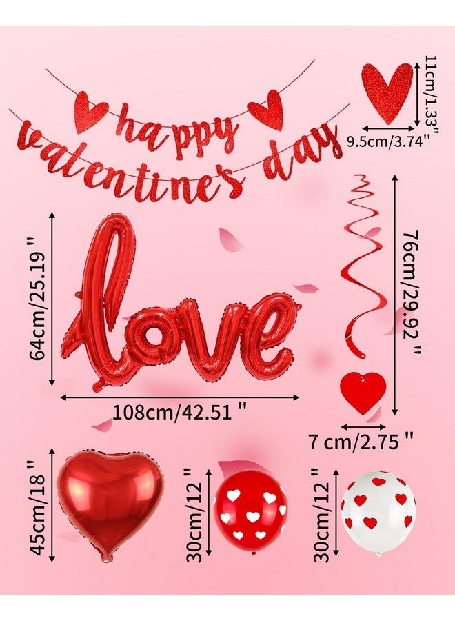 Buufan Valentine's Day Balloons Decorations Kit Heart Shaped Balloons I Love You Balloons with Banner Swirl Hanging for Decorations Party Supplies-36 Pack - Image 3