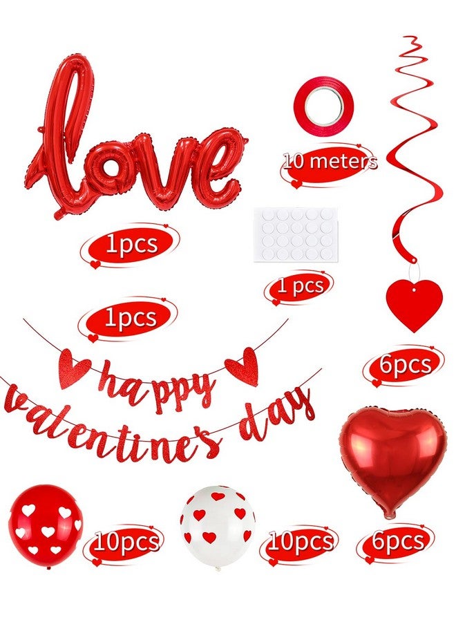 Buufan Valentine's Day Balloons Decorations Kit Heart Shaped Balloons I Love You Balloons with Banner Swirl Hanging for Decorations Party Supplies-36 Pack - Image 2