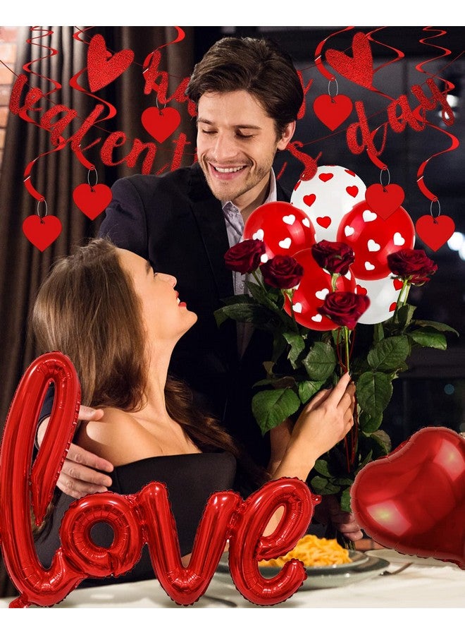 Buufan Valentine's Day Balloons Decorations Kit Heart Shaped Balloons I Love You Balloons with Banner Swirl Hanging for Decorations Party Supplies-36 Pack - Image 5