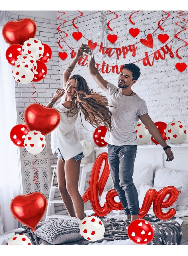 Buufan Valentine's Day Balloons Decorations Kit Heart Shaped Balloons I Love You Balloons with Banner Swirl Hanging for Decorations Party Supplies-36 Pack - Image 4