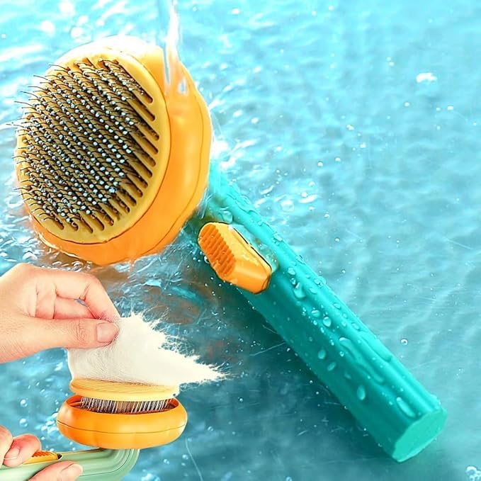 ISTORE 2 in1 Self Cleaning Dog Comb & Cat Comb Pet Hair Remover Grooming Comb Gently Massage the Pets with Switch & PAIN Deshedding Tangle-Free Easy Clean Pet Comb - Image 1