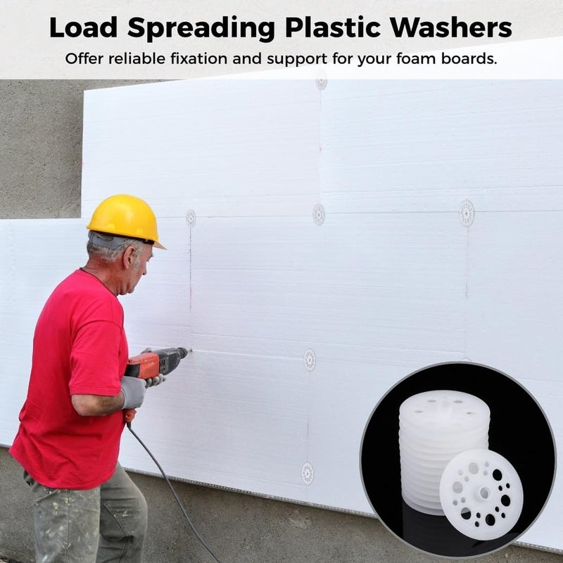200-Pack 1.81 Plastic Washers, Polypropylene Load-Spreading Washers for Foam Insulation Panels, Screw Fastening Support - Image 2