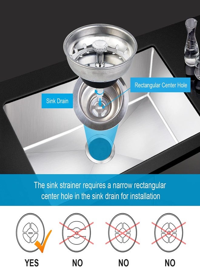 CORNERJOY 2 PCS Kitchen Sink Strainer and Stopper Combo Basket Replacement for Standard 3-1/2 inch Drain,Stainless Steel Basket with Rubber Stopper Bottom - Image 4