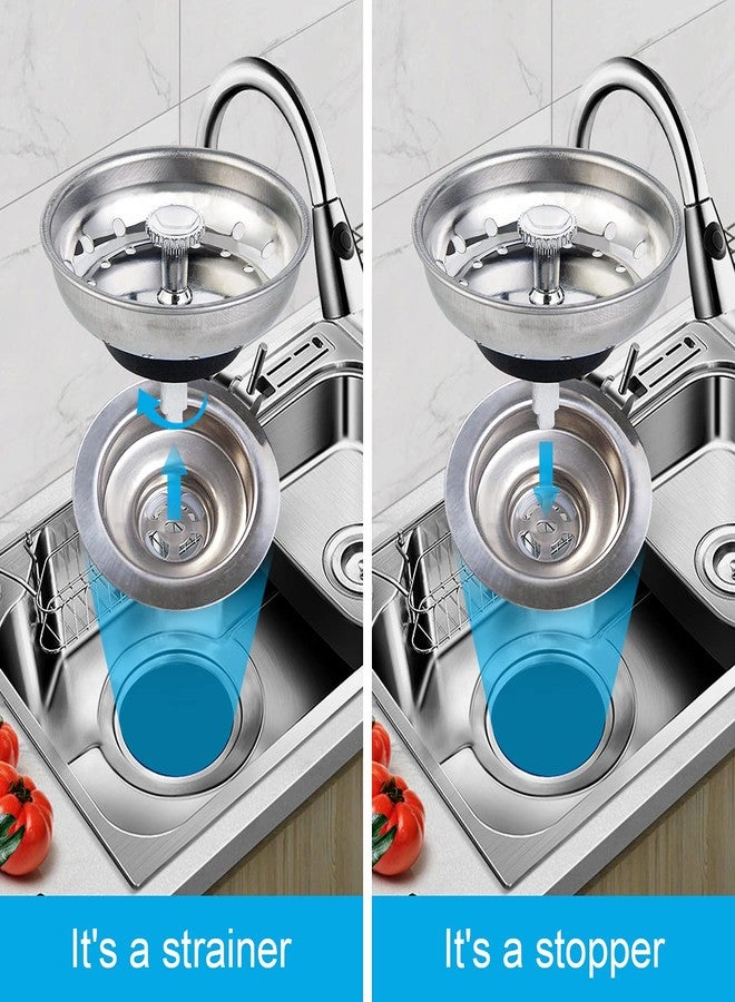 CORNERJOY 2 PCS Kitchen Sink Strainer and Stopper Combo Basket Replacement for Standard 3-1/2 inch Drain,Stainless Steel Basket with Rubber Stopper Bottom - Image 5