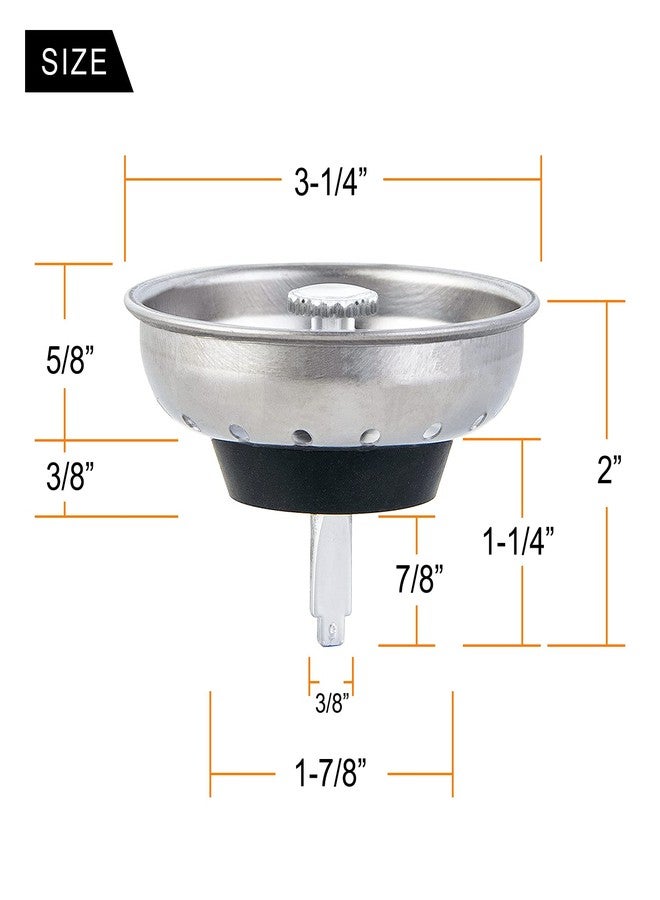 CORNERJOY 2 PCS Kitchen Sink Strainer and Stopper Combo Basket Replacement for Standard 3-1/2 inch Drain,Stainless Steel Basket with Rubber Stopper Bottom - Image 2