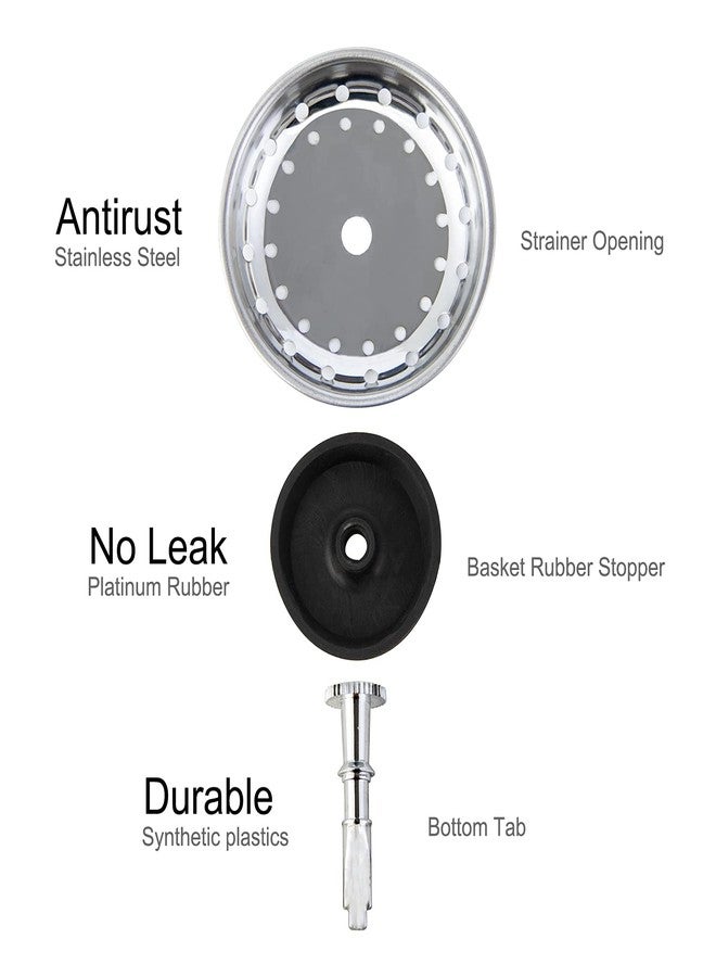 CORNERJOY 2 PCS Kitchen Sink Strainer and Stopper Combo Basket Replacement for Standard 3-1/2 inch Drain,Stainless Steel Basket with Rubber Stopper Bottom - Image 3