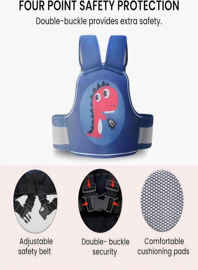 Laee cute Adorable Baby Carrier Backpack with Tiger Design, Red and Blue, Adjustable Safety Belt, Mesh Ventilation Panels (Blue) - Image 3