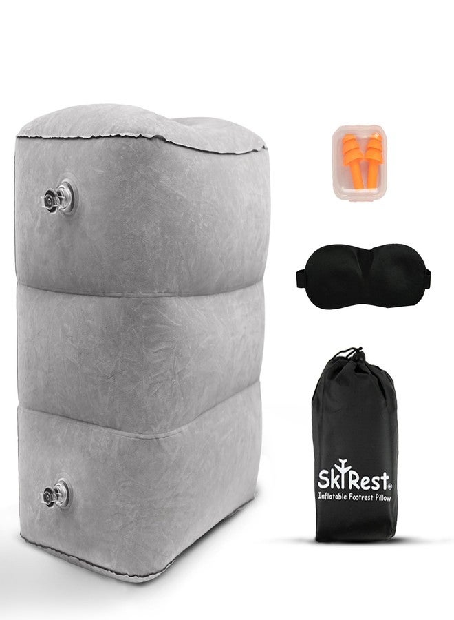 Skyrest Inflatable Foot Rest Pillow for Airplane Travel - Adjustable Leg Rest for Long Flights, Baby/Toddler Airplane Seat Extender - Grey - Image 1