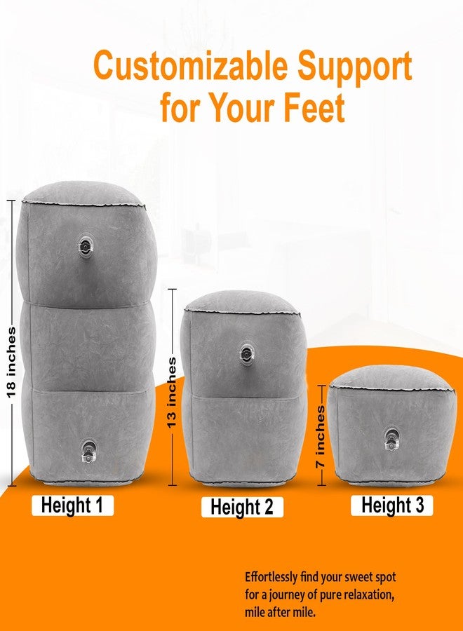 Skyrest Inflatable Foot Rest Pillow for Airplane Travel - Adjustable Leg Rest for Long Flights, Baby/Toddler Airplane Seat Extender - Grey - Image 2