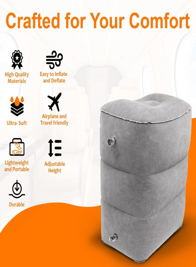Skyrest Inflatable Foot Rest Pillow for Airplane Travel - Adjustable Leg Rest for Long Flights, Baby/Toddler Airplane Seat Extender - Grey - Image 4