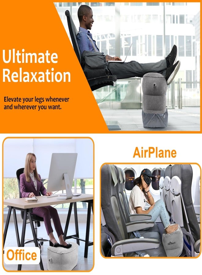Skyrest Inflatable Foot Rest Pillow for Airplane Travel - Adjustable Leg Rest for Long Flights, Baby/Toddler Airplane Seat Extender - Grey - Image 3