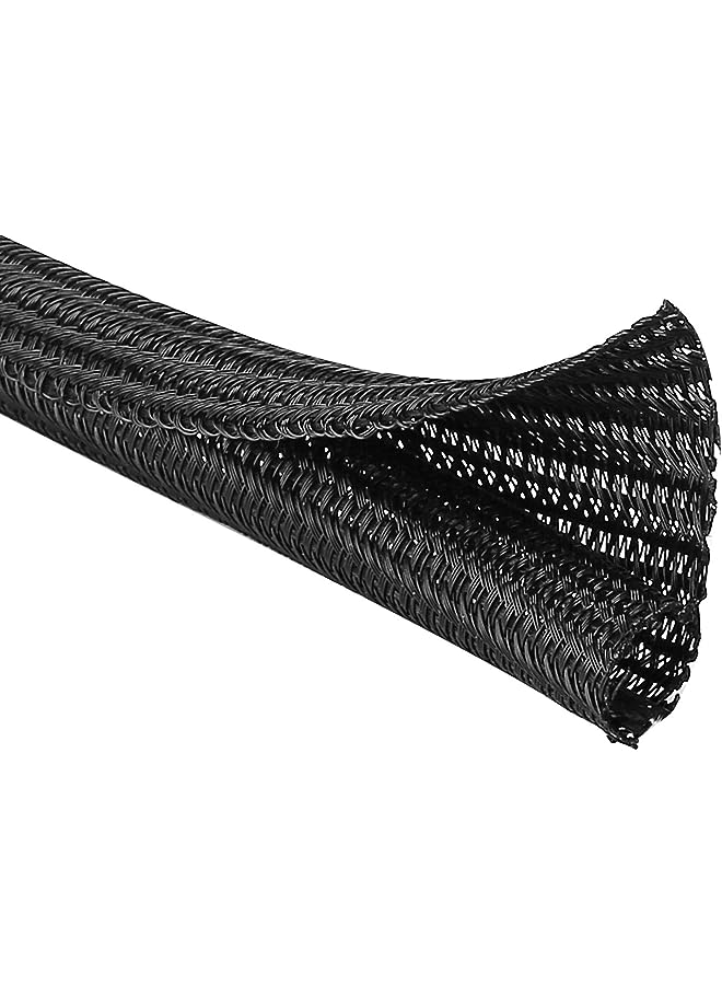 JOTO 26ft - 1/2 inch Cord Protector Wire Loom Tubing Cable Sleeve, Braided Cable Sleeve Split Sleeving Cord Management System for TV Computer Home Theater Office, Protect Pet From Chewing Cords –Black - Image 1