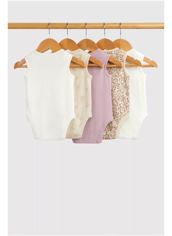 mothercare Wild Flower Sleeveless Bodysuits - 5 Pack  - Image 2