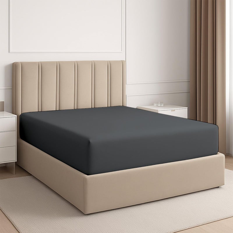 ARlinen 1 PC Queen Fitted Sheet Only 100 Egytipan Cotton Bottom Sheets UltraSoft Deep Pocket Fits Up to 12Inch Mattress Dark Grey