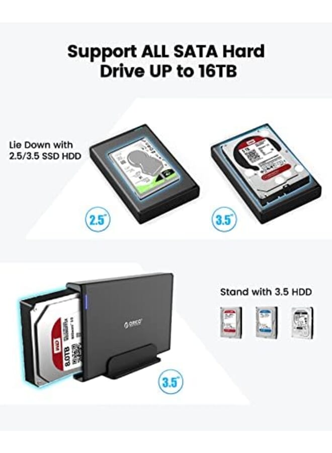 Orico 3.5’‘ Hard Drive Enclosure Usb C 3.1 To Sata 6Gbps 3.5’‘ Enclosure Usb C - Image 2