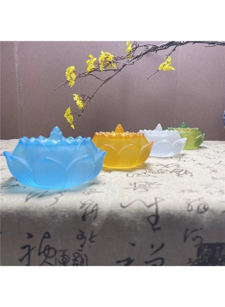 Blue Glass Lotus Handheld Incense Burner, Traditional Oriental Style Censer, Home Decor & Festival Gift Ornament - Image 4