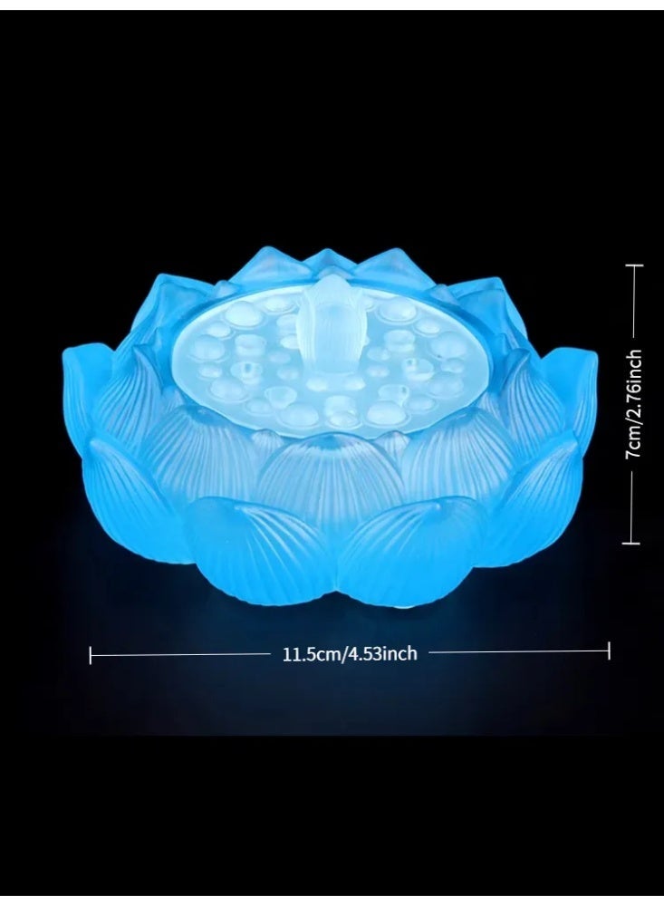 Blue Glass Lotus Handheld Incense Burner, Traditional Oriental Style Censer, Home Decor & Festival Gift Ornament - Image 2
