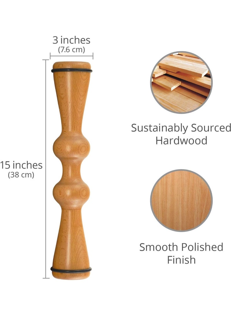 Body Back Wood Back Roller, Spine Stretcher & Aligner, Ma Roller, Back Cracker for Back Pain Relief and Muscle Recovery, Manual Back Massager, Wood Therapy Massage Tool (15 inch) - Image 4