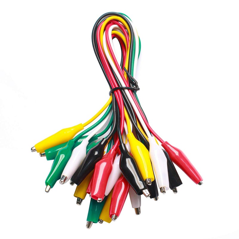 WGGE WG-026 10 Pieces and 5 Colors Test Lead Set & Alligator Clips,20.5 inches / 22 AWG Copper Wire. The Clips soldered and Stamped to The Wires. (1 Pack) - Image 1