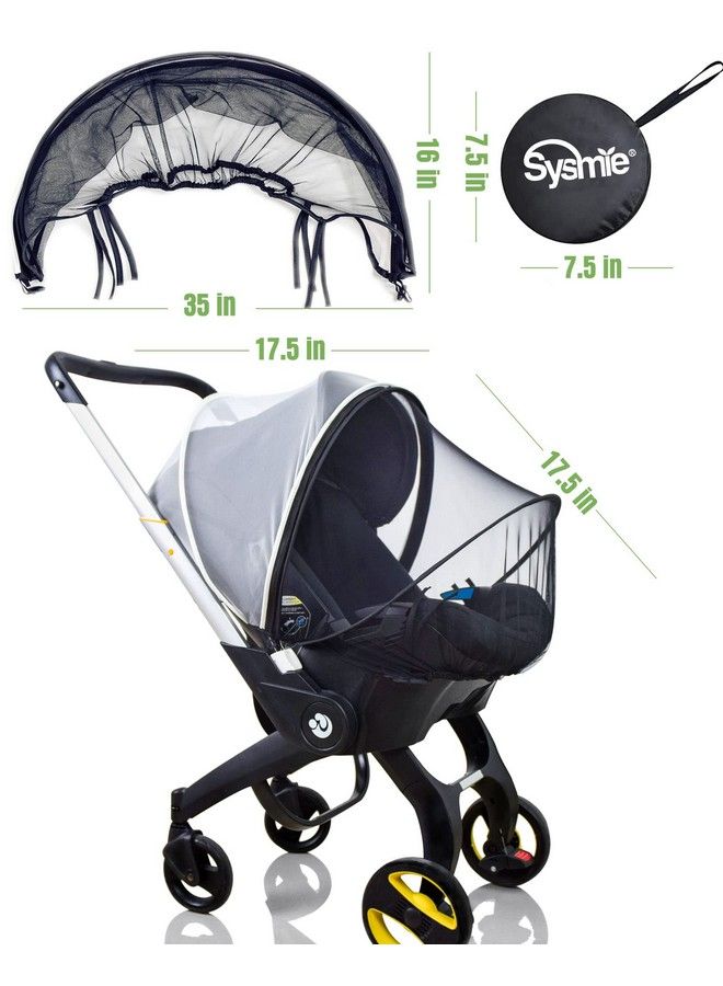 Sysmie Car Seat Mosquito Net Cover Mosquito Net For Stroller Sun Shade For Strollers Easy To Open And Closdouble Zipper Design Easy Use For Strollers Car Seatbassinetcradle (Black/White) - Image 3