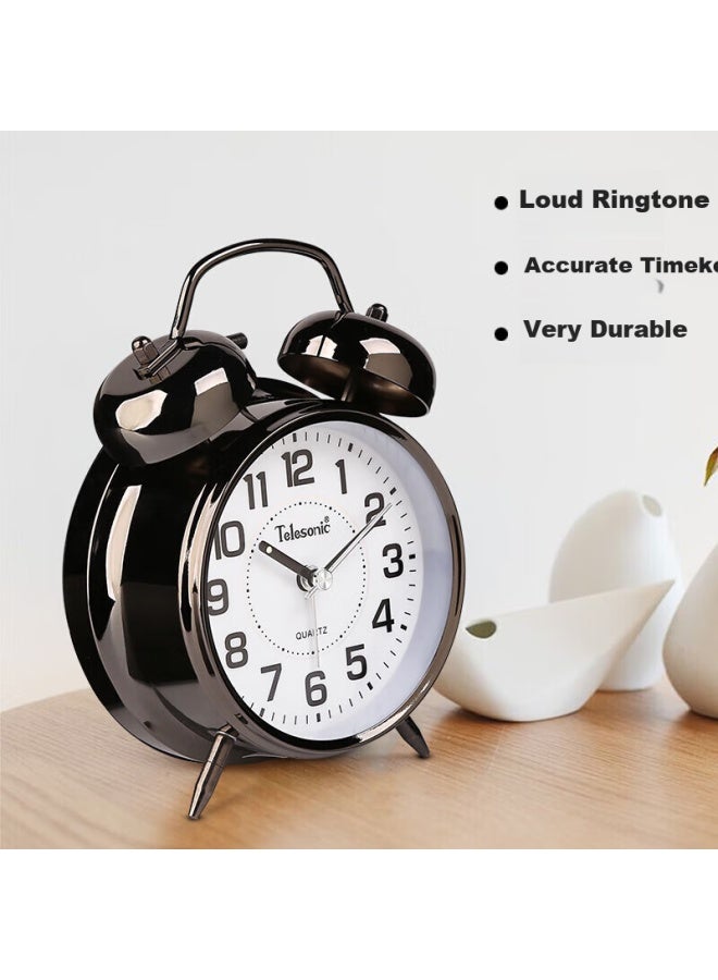 Telesonic Alarm Clock, Creative Design For Students And Children, Loud Bell Sound, Bedroom Bedside Clock, Simple Night Light, Sweep Second Movement, Traditional Timepiece, Back-to Gift, New Year Present - Image 1