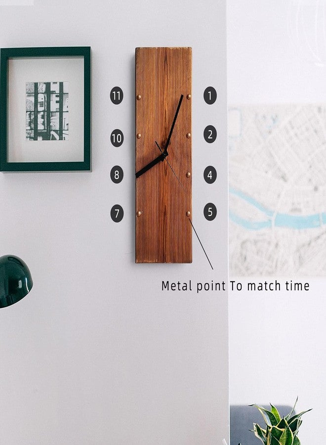 KOLYMAX Wooden Wall Clock Silent Non-Ticking, Frameless Rectangle Art Wall Clocks Farmhouse Wall Décor，Handmade Clocks Decorative for Home Living Room Kitchen Office, 5.78 x16.6inch Rustic - Image 4