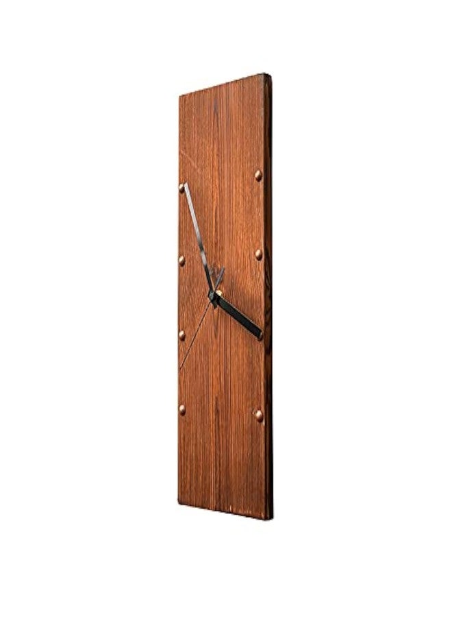 KOLYMAX Wooden Wall Clock Silent Non-Ticking, Frameless Rectangle Art Wall Clocks Farmhouse Wall Décor，Handmade Clocks Decorative for Home Living Room Kitchen Office, 5.78 x16.6inch Rustic - Image 1