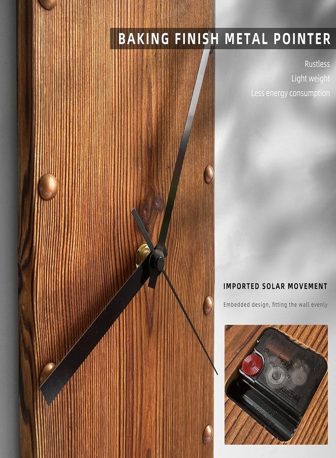 KOLYMAX Wooden Wall Clock Silent Non-Ticking, Frameless Rectangle Art Wall Clocks Farmhouse Wall Décor，Handmade Clocks Decorative for Home Living Room Kitchen Office, 5.78 x16.6inch Rustic - Image 5