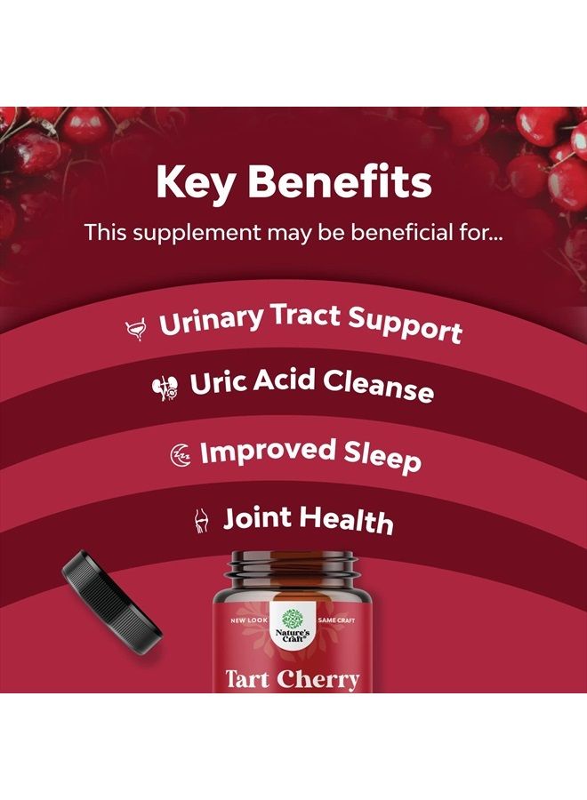 Natures Craft Advanced Tart Cherry Extract Capsules - Extra Strength Tart Cherry Capsules Uric Acid Cleanse and Joint Support Supplement - Muscle Recovery Supplement with Uric Acid Support Polyphenols 240 Capsules - Image 4