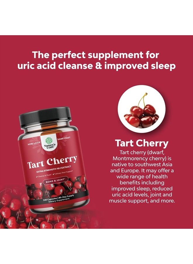 Natures Craft Advanced Tart Cherry Extract Capsules - Extra Strength Tart Cherry Capsules Uric Acid Cleanse and Joint Support Supplement - Muscle Recovery Supplement with Uric Acid Support Polyphenols 240 Capsules - Image 5