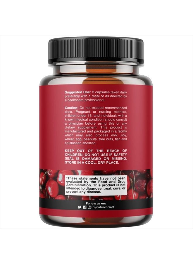 Natures Craft Advanced Tart Cherry Extract Capsules - Extra Strength Tart Cherry Capsules Uric Acid Cleanse and Joint Support Supplement - Muscle Recovery Supplement with Uric Acid Support Polyphenols 240 Capsules - Image 2