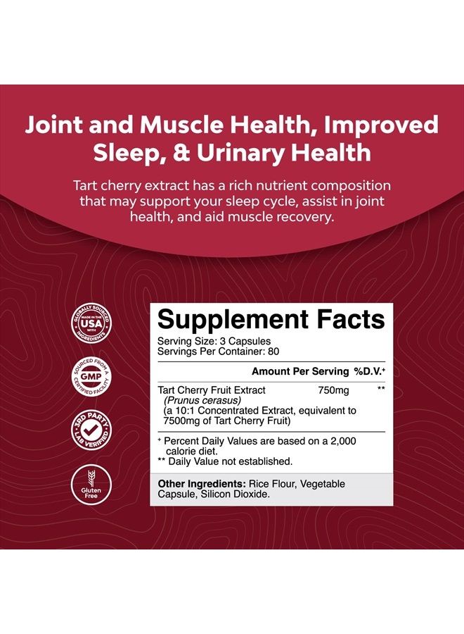 Natures Craft Advanced Tart Cherry Extract Capsules - Extra Strength Tart Cherry Capsules Uric Acid Cleanse and Joint Support Supplement - Muscle Recovery Supplement with Uric Acid Support Polyphenols 240 Capsules - Image 3