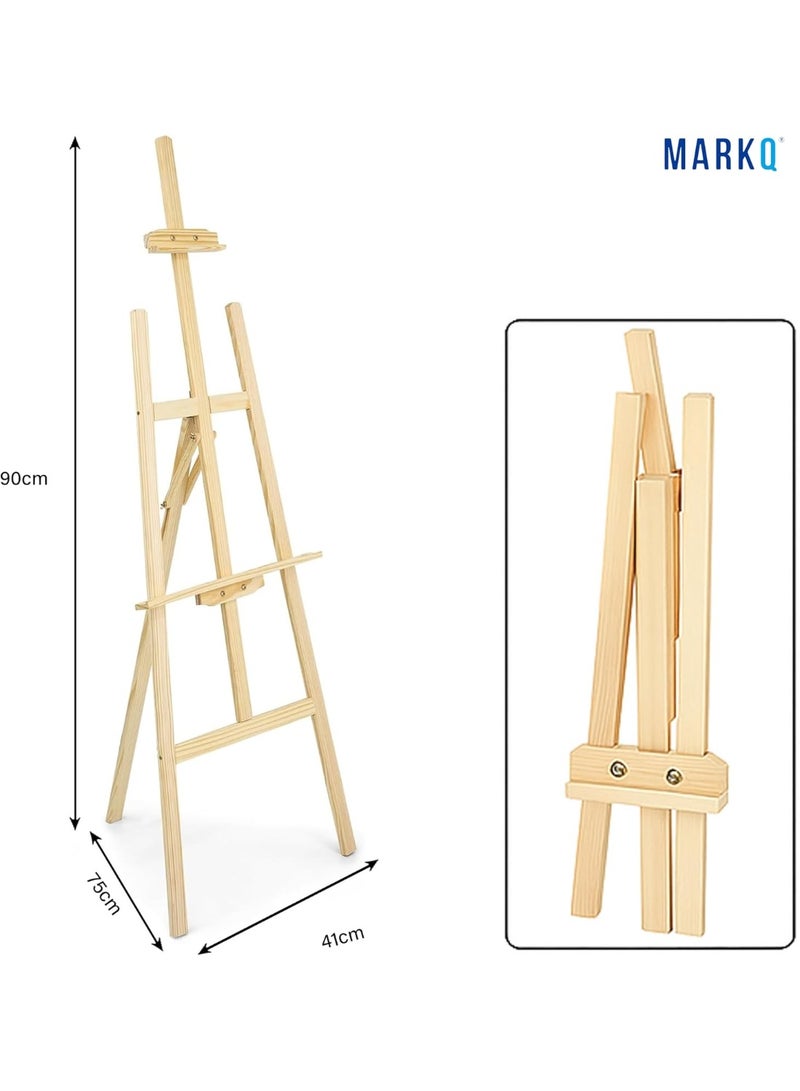 MARKQ حامل لوحات خشبي 90 سم | حامل ثلاثي القوائم قابل للتعديل للفنانين للرسم، والتخطيط، والعرض ومشاريع الفن | حامل خشبي متين للاستوديو، والفصل الدراسي، والمنزل - Image 2