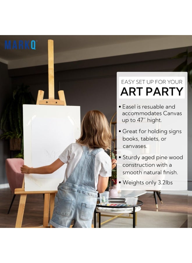 MARKQ حامل لوحات خشبي 90 سم | حامل ثلاثي القوائم قابل للتعديل للفنانين للرسم، والتخطيط، والعرض ومشاريع الفن | حامل خشبي متين للاستوديو، والفصل الدراسي، والمنزل - Image 5