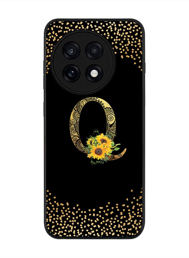 Stylizedd For OnePlus 13R / Ace 5 Pro Case,Slim fit Camera Protection, Shockproof Thin Phone cover  - Custom Floral Monogram - Q ( Black )