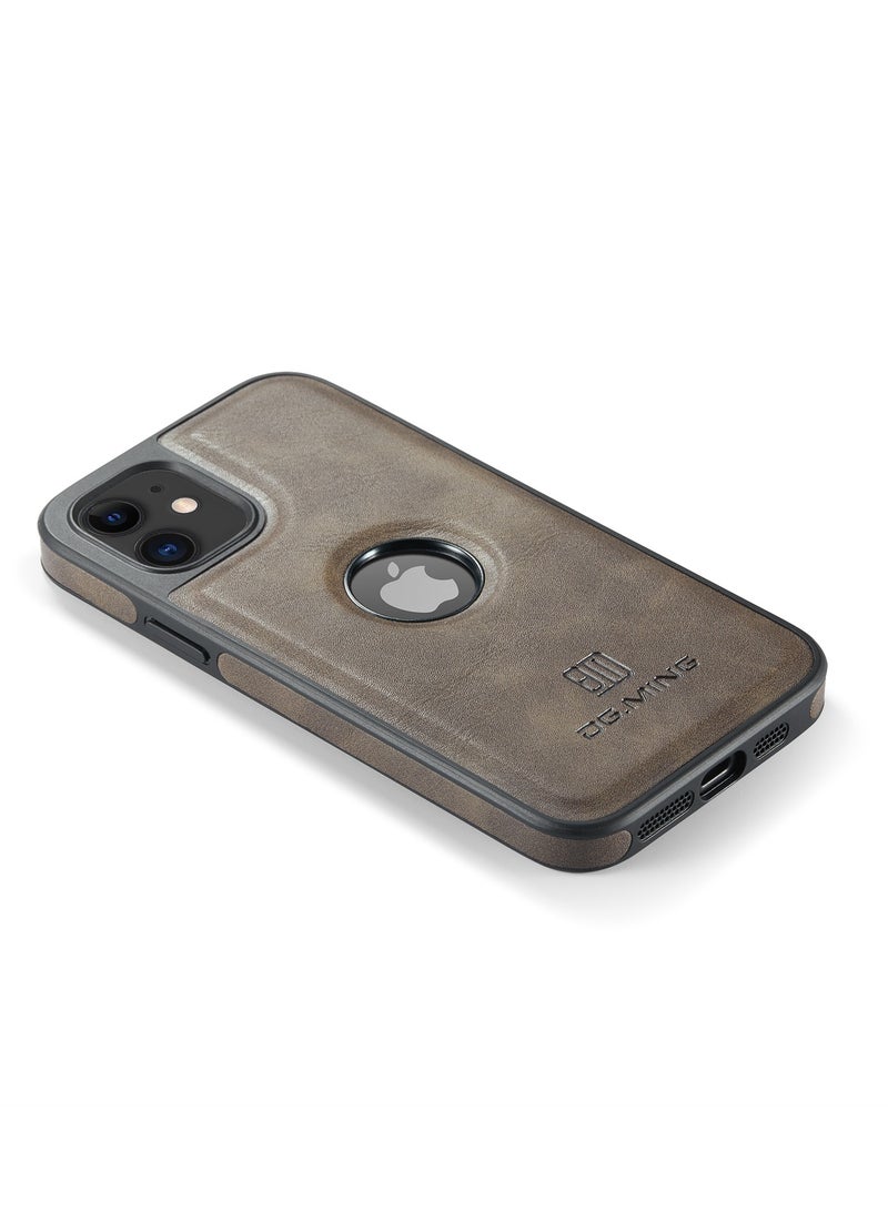 DGMING Case Cover Premium Leather Back with Logo CutOut Shockproof Compatible with Iphone 12 / Iphone 12 Pro (Coffe)  - Image 3