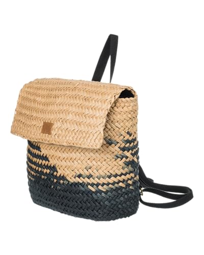 Roxy Mysterious Boardwalk Backpack | Straw | Beach | Vacation | Travel | Eco-Friendly | Lightweight | Natural/Black with Woven Strap - Image 4