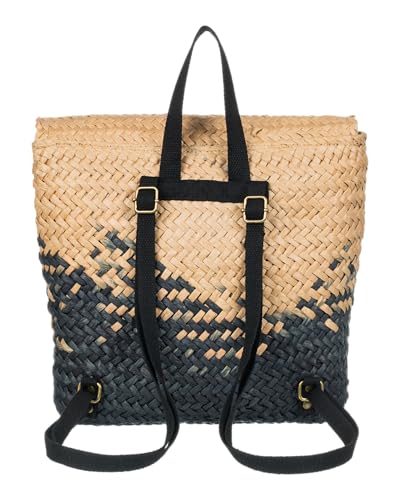 Roxy Mysterious Boardwalk Backpack | Straw | Beach | Vacation | Travel | Eco-Friendly | Lightweight | Natural/Black with Woven Strap - Image 5
