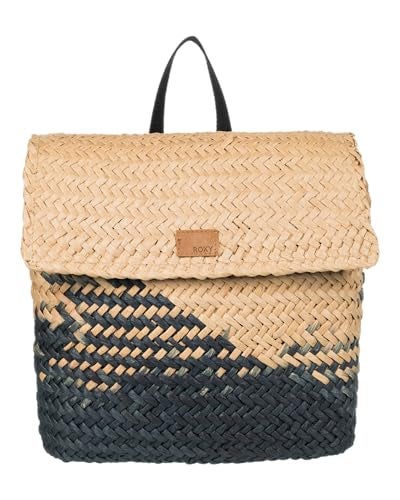 Roxy Mysterious Boardwalk Backpack | Straw | Beach | Vacation | Travel | Eco-Friendly | Lightweight | Natural/Black with Woven Strap - Image 1